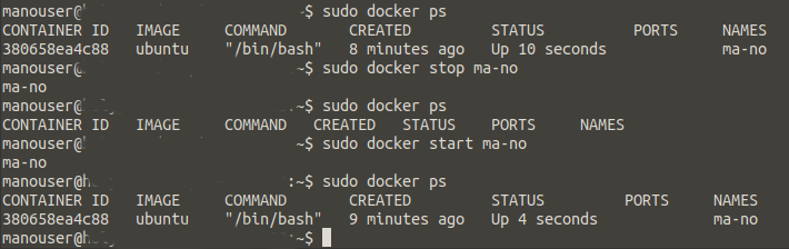 docker stop and start